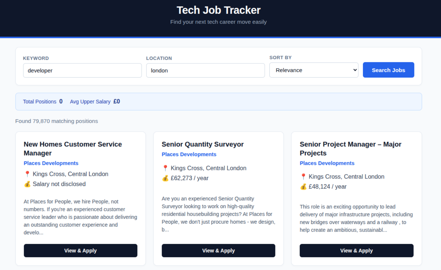 Tech Job Tracker project